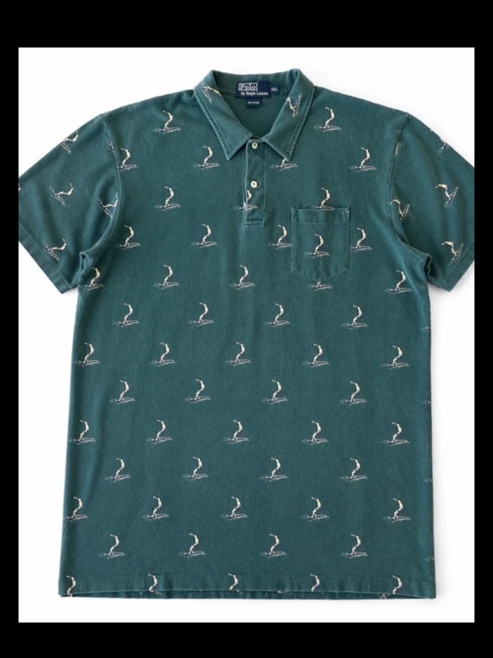 Vintage Polo Ralph Lauren Surf Print Polo Shirt 2XL